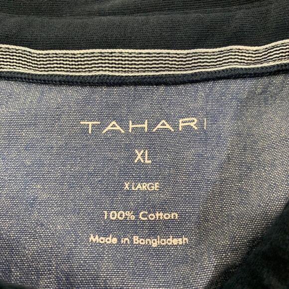 Tahari Polo Shirt Mens XL Extra Large Navy Fine Cotton Interlock Short Sleeve - Picture 3 of 8